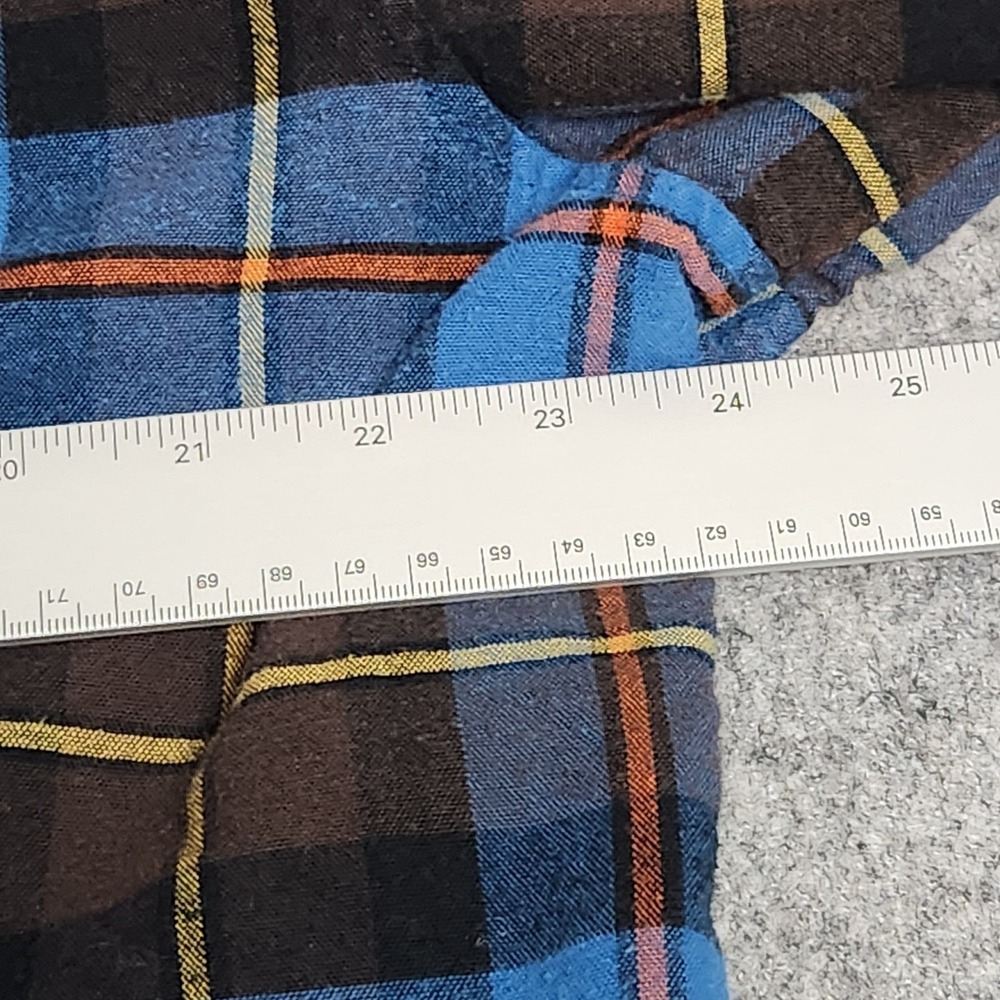 LL Bean Flannel Pajama Shirt Men XL Blue Scotch Plaid Sleepwear Button Camping - Picture 5 of 6